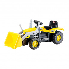 DOLU Velký šlapací traktor s rypadlem, žlutý