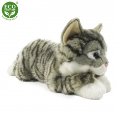 Rappa Plyšová mourovatá kočka šedá 42 cm ECO-FRIENDLY