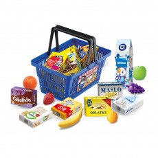 Rappa MINI OBCHOD - nákupní košík s doplňky a učením jak nakupovat - modrý
