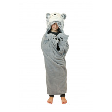 Rappa Cozy Noxxiez BL802 Husky - hřejivá deka s kapucí se zvířátkem a tlapkovými kapsami