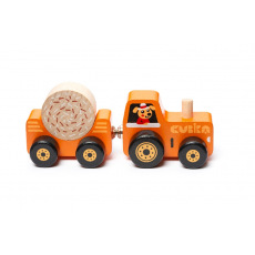 Rappa CUBIKA Traktor s vlekem - dřevěná skládačka s magnetem 3 díly