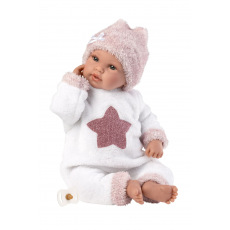Rappa Llorens 63648 NEW BORN- realistická panenka miminko se zvuky a měkkým látkovým tělem-36 cm