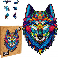 Puzzler dřevěné barevné puzzle - Majestátní vlk