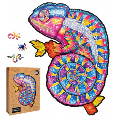 Puzzler DŘEVĚNÉ BAREVNÉ PUZZLE - Hypnotický chameleon