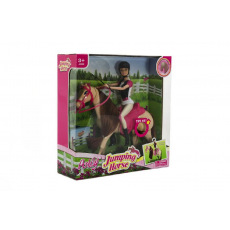 Teddies Kůň hýbající se + panenka žokejka plast v krabici 35x36x11cm