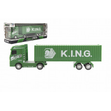 Teddies Kamion s kontejnerem plast 30cm na setrvačník na baterie se světlem se zvukem v krabici 35x13x9cm