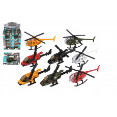 Vrtulník/Helikoptéra kov/plast 10cm mix barev 12x9x5cm v krabičce 24ks v boxu