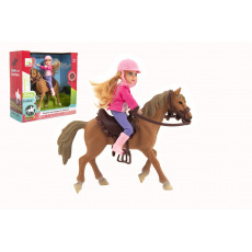 Kůň + panenka žokejka plast 20cm v krabici 23x23x9,5cm