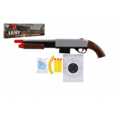 Brokovnice/puška 46cm plast + vodní kuličky 6mm,pěnové náboje, gumové kul. v krabici 49x14x4cm