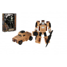 Transformer auto/robot vojenský plast 14cm 2 barvy v krabičce 13x18x5cm