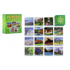 Pexeso Tatry papírové společenská hra 32 obrázkových dvojic v papírové krabičce 8x8cm