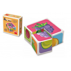 TOPA Kostky kubus Ovoce dřevo 4ks v krabičce 8,5x8,5x4cm