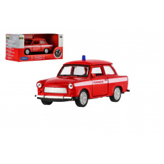 Auto Welly Trabant 601 Hasiči kov/plast 11cm 1:34-39 na volný chod v krabičce 15x7x7cm