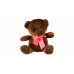 Medvěd/Medvídek sedící s mašlí plyš 15cm tmavě hnědý v sáčku 0+