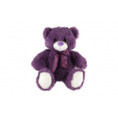 Medvěd s mašlí plyš 50cm fialový v sáčku 0+