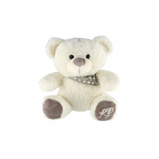 Medvěd/Medvídek sedící se šátkem plyš 35cm bílý v sáčku 0+