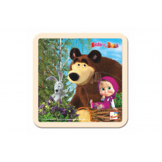 Skládačka Puzzle dřevo Máša a Medvěd se zajícem 4ks 15x15cm 12m+