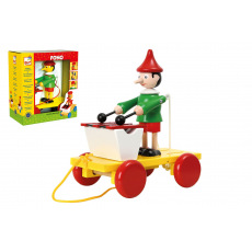 Pinocchio s xylofonem tahací barevný dřevěný 19cm v krabičce 20x22x12cm