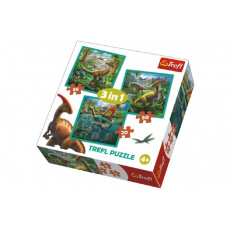 Trefl Puzzle 3v1 Svět Dinosaurů 20x19,5cm v krabici 28x28x6cm