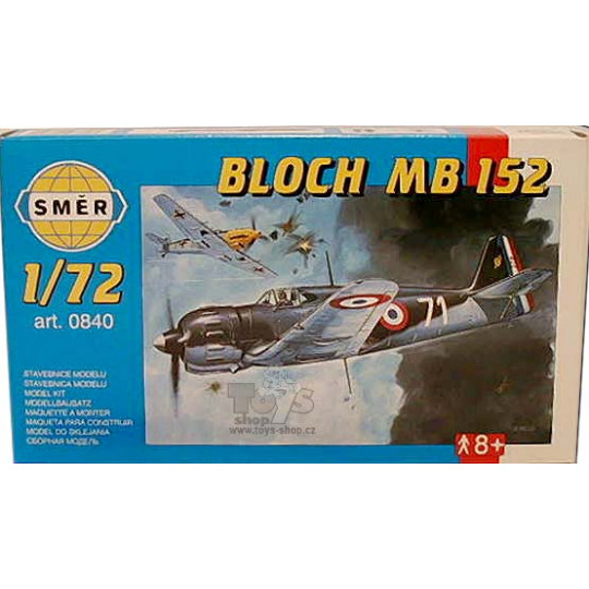 Směr model letadla Bloch MB 152 12,5x13,6cm v krabici 25x14,5x4,5cm