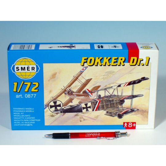 Směr model letadla Fokker DR.1 1:72 8,01x9,98cm v krabici 25x14,5x4,5cm