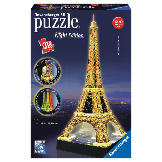 Ravensburger Eiffelova věž 3D puzzle 216d svítící LED