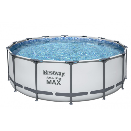 Bestway Nadzemní bazén kulatý Steel Pro MAX, kartušová filtrace, schůdky, plachta, průměr 4,27m, výška 1,22m