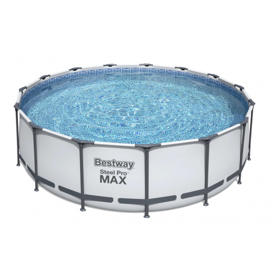 Bestway Nadzemní bazén kulatý Steel Pro MAX, kartušová filtrace, schůdky, plachta, průměr 4,57m, výška 1,22m