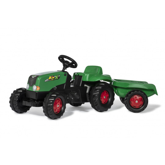 ROLLYTOYS 13265 Šlapací traktor Rolly Kid s vlečkou - zeleno-červený