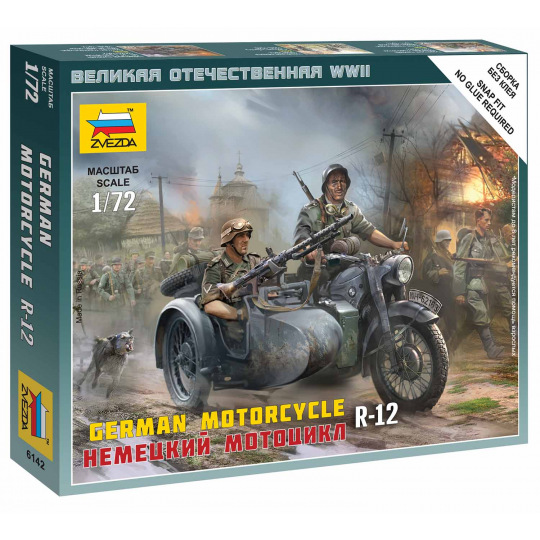 Zvezda Wargames (WWII) military 6142 - German Motorcycle R-12 (1:72)