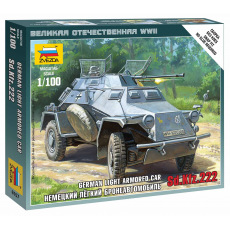 Zvezda Wargames (WWII) military 6157 - Sd.Kfz.222 Armored Car (1:100)