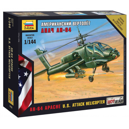 Zvezda Wargames (HW) vrtulník 7408 - AH-64 Apache Helicopter (1:144)