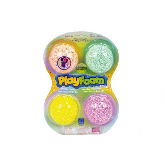 PEXI PlayFoam Modelína/Plastelína kuličková 4 barvy na kartě 19,5x27x3cm