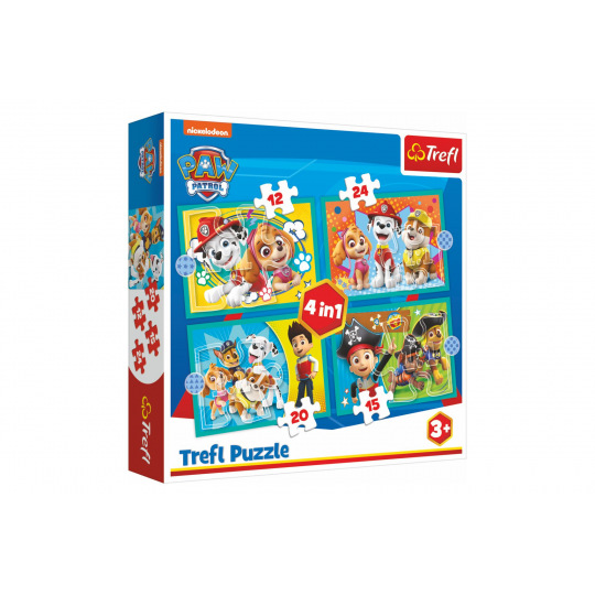 Trefl Puzzle 4v1 Šťastný tým Paw Patrol/Tlapková Patrola v krabici 28x28x6cm