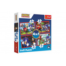 Puzzle 4v1 Sonic/Sonic The Hedgehog 28,5x20,5cm v krabici 28x28x6cm